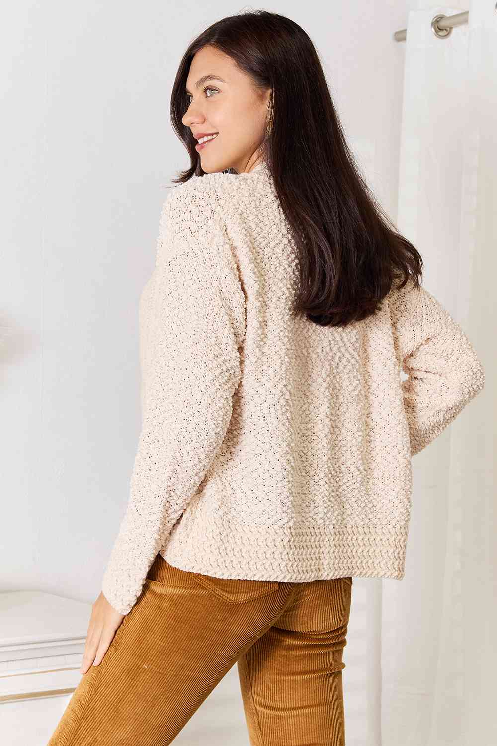 Double Take Open Front Long Sleeve Cardigan - Love Salve