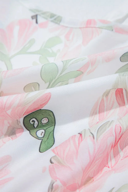 Tied Printed Short Sleeve Blouse