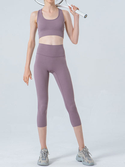 Wide Waistband Cropped Sports Leggings.