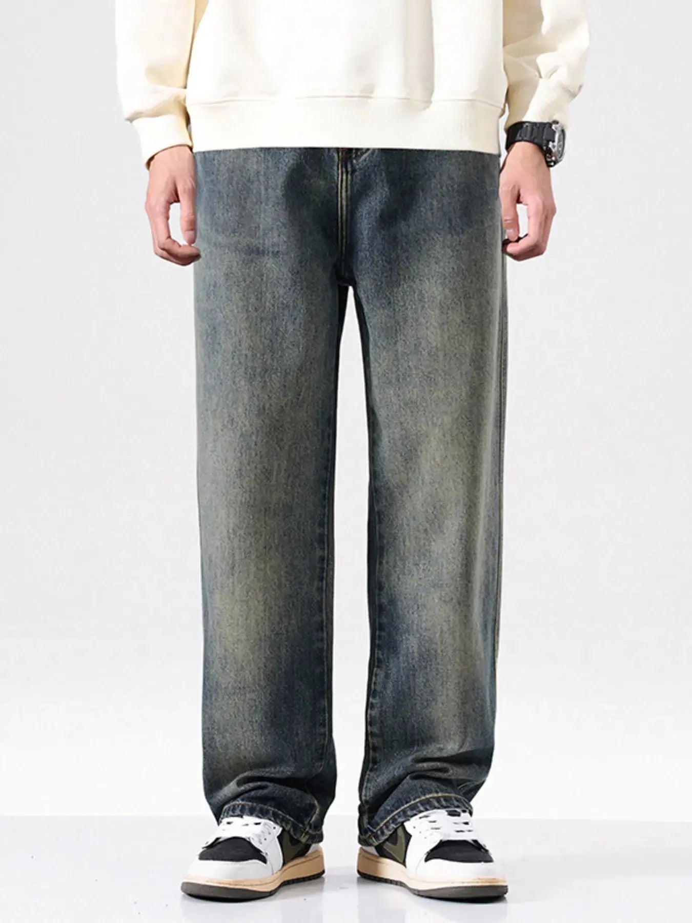 Men's Vintage Wash Wide Leg Jeans Simply Love