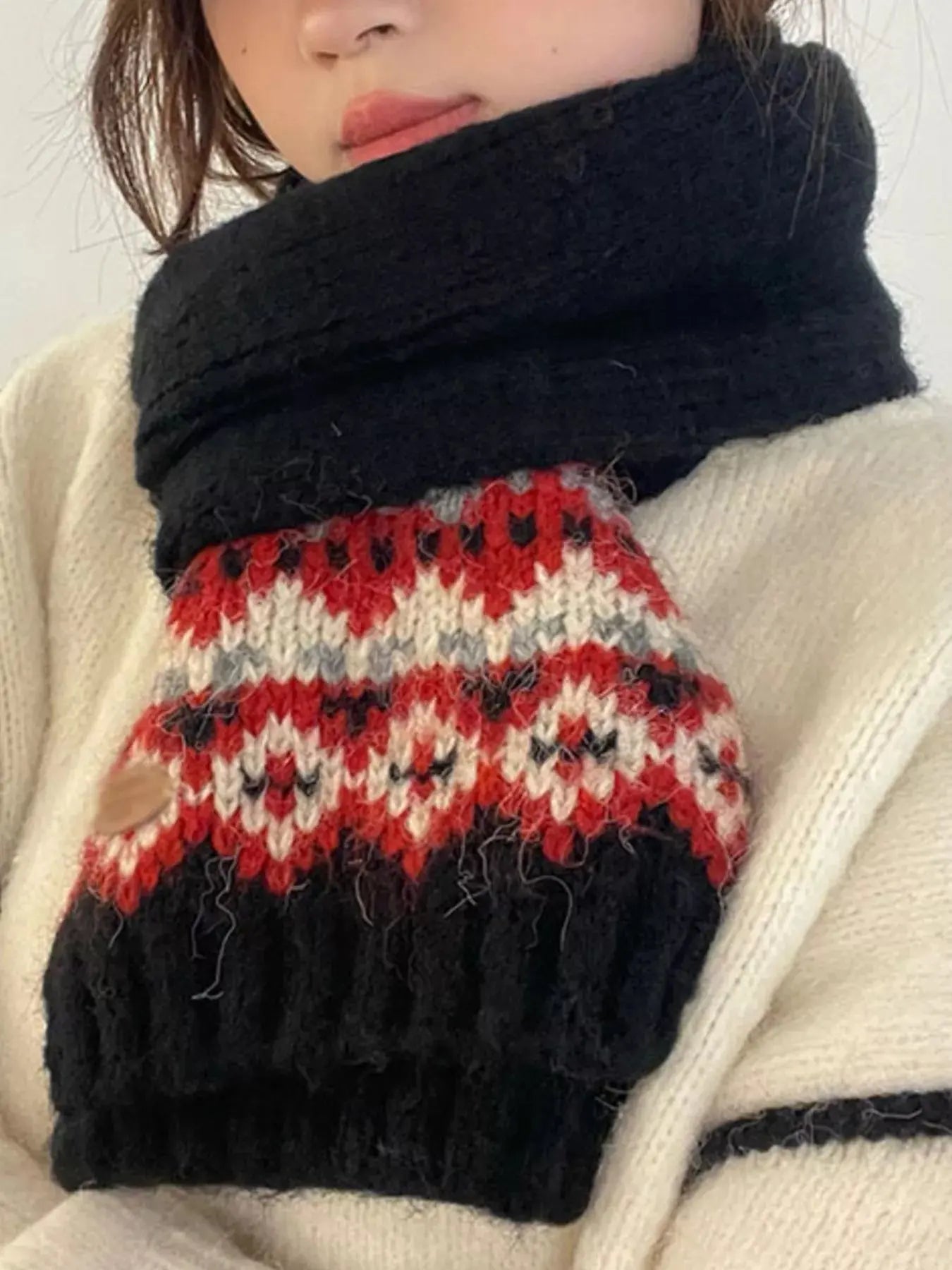 Nordic Pattern Knitted Winter Scarf Simply Love