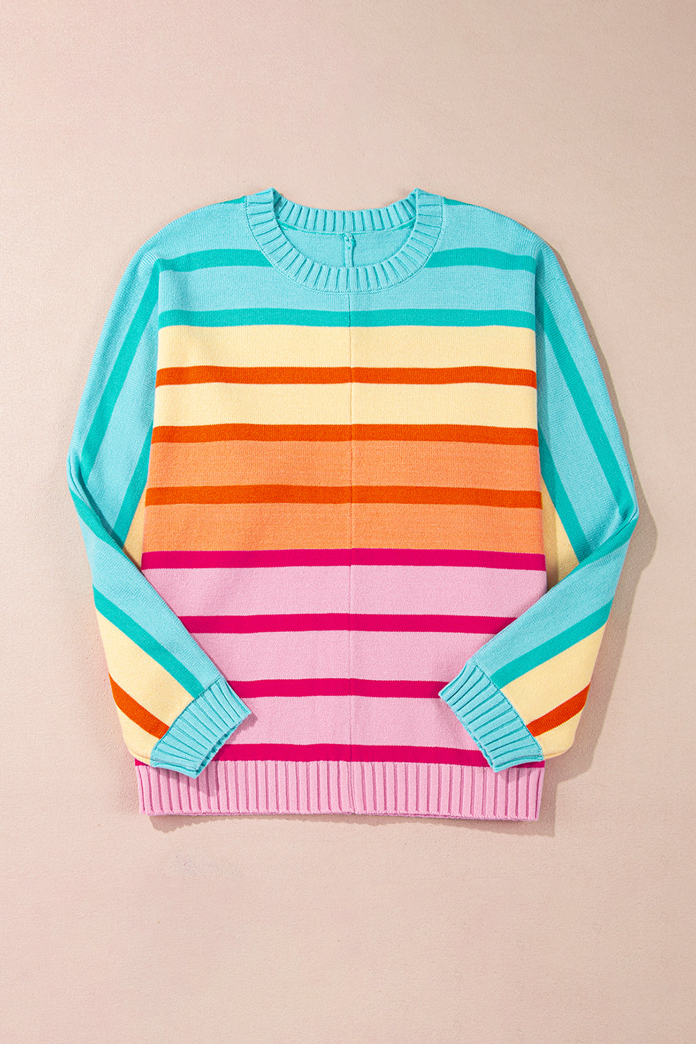 Gradient yellow stripe loose-fit sweater with ribbed edges