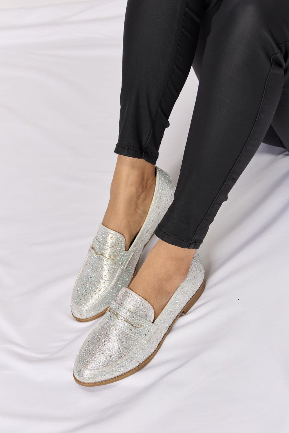 Forever Link Rhinestone Point Toe Loafers.