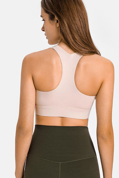 Zip Up Racerback Sports Bra.