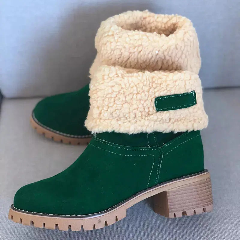 Round Toe Block Heels Boots Simply Love