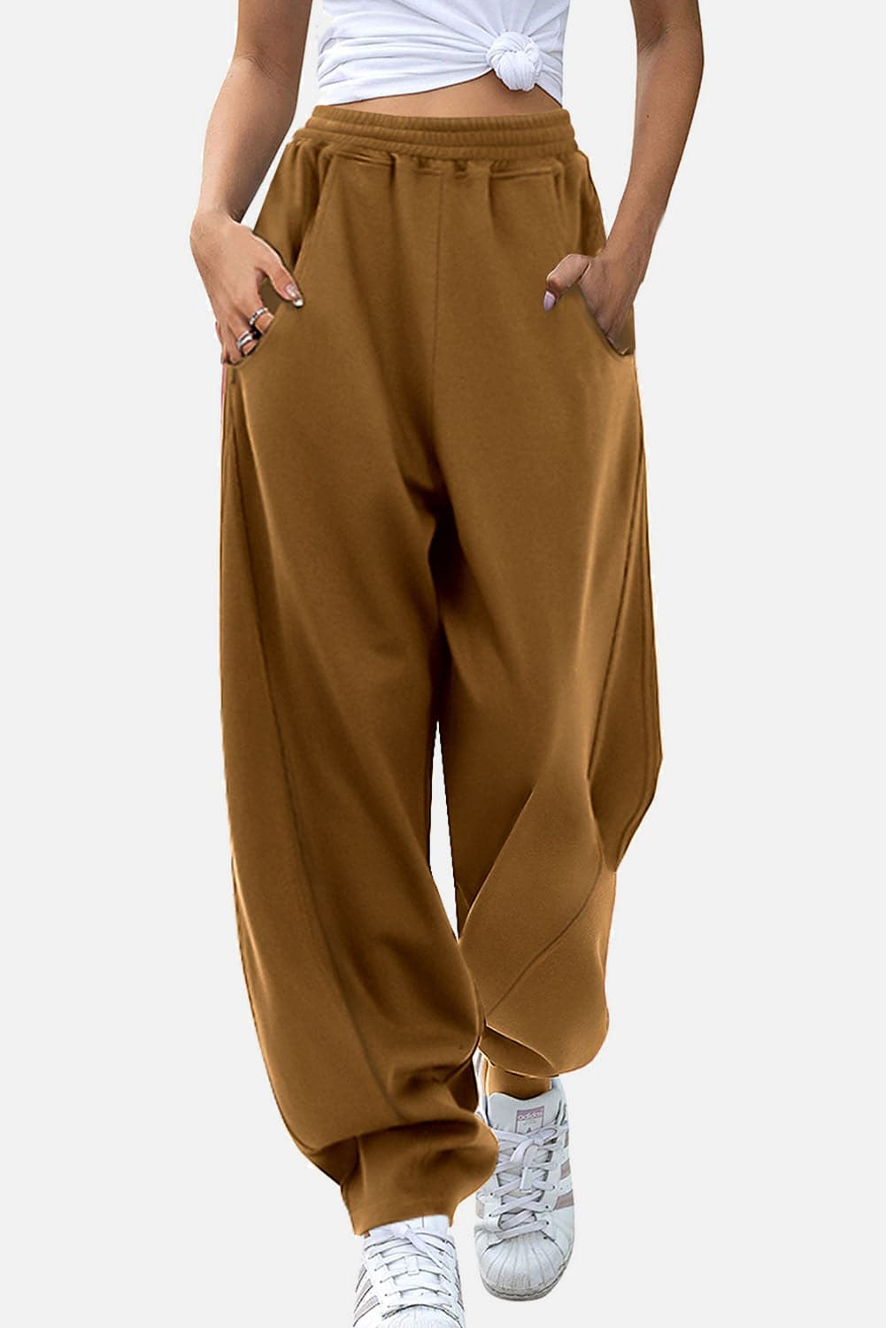 Elastic Waist Sweatpants with Pockets.