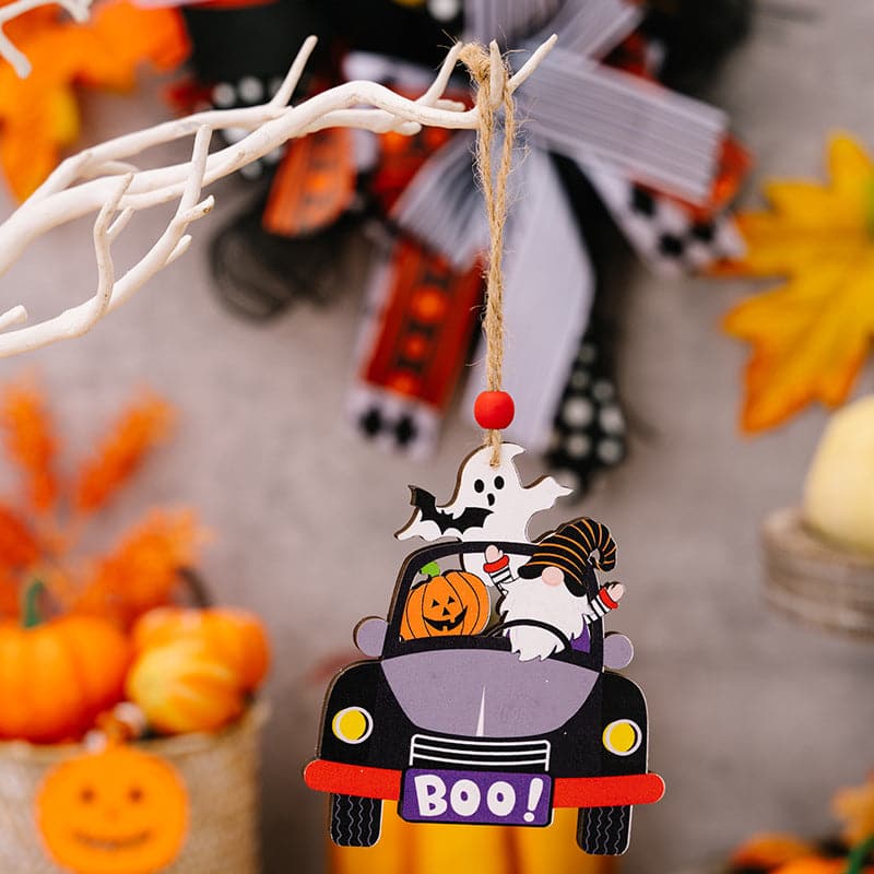 Car-shaped 4-piece Halloween hanging decorations