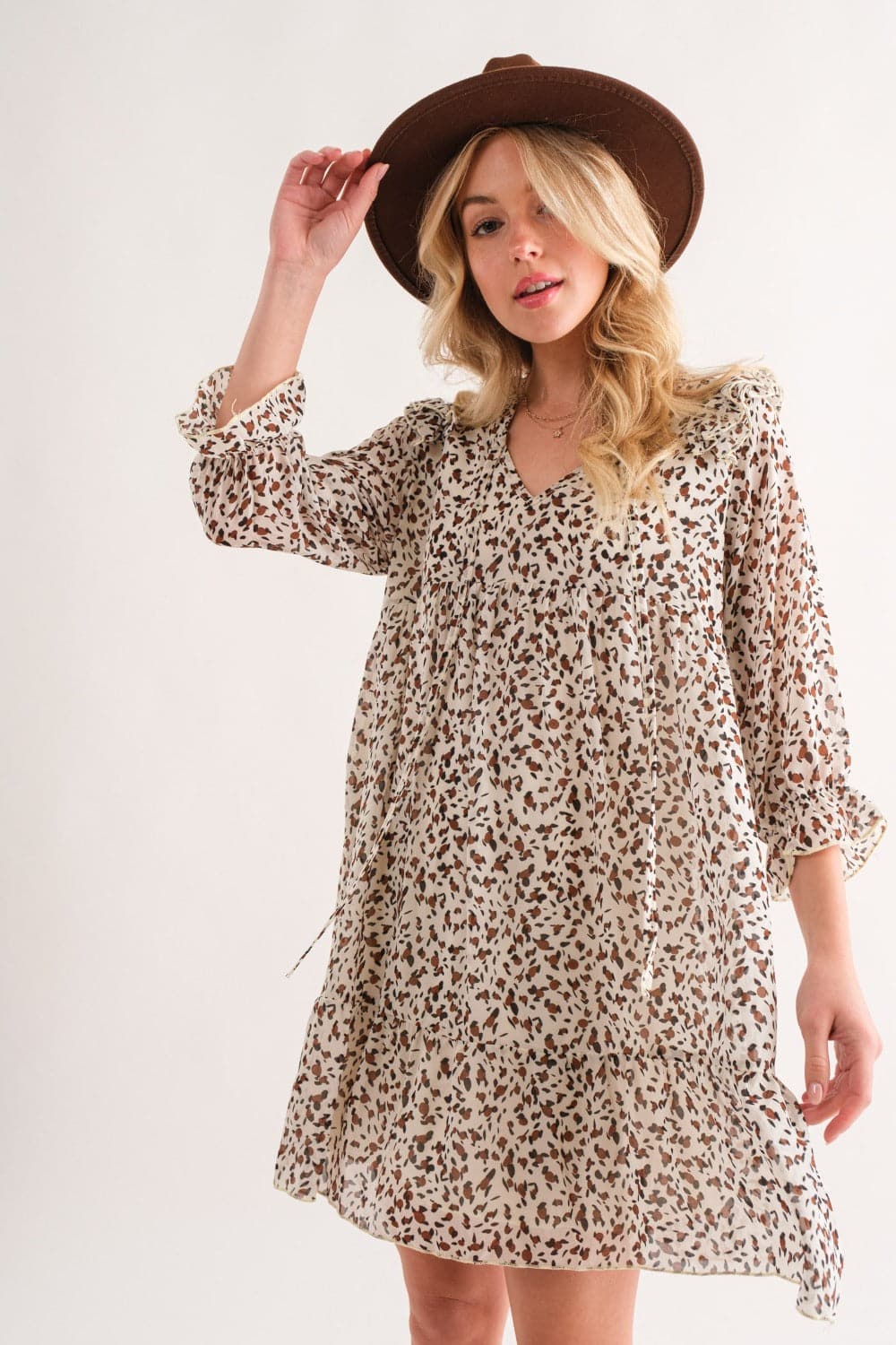 Wildly chic leopard ruffle hem mini dress