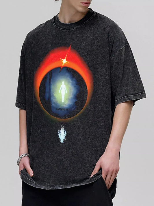 Men's Vintage Wash Graphic Oversized T-Shirt Simply Love