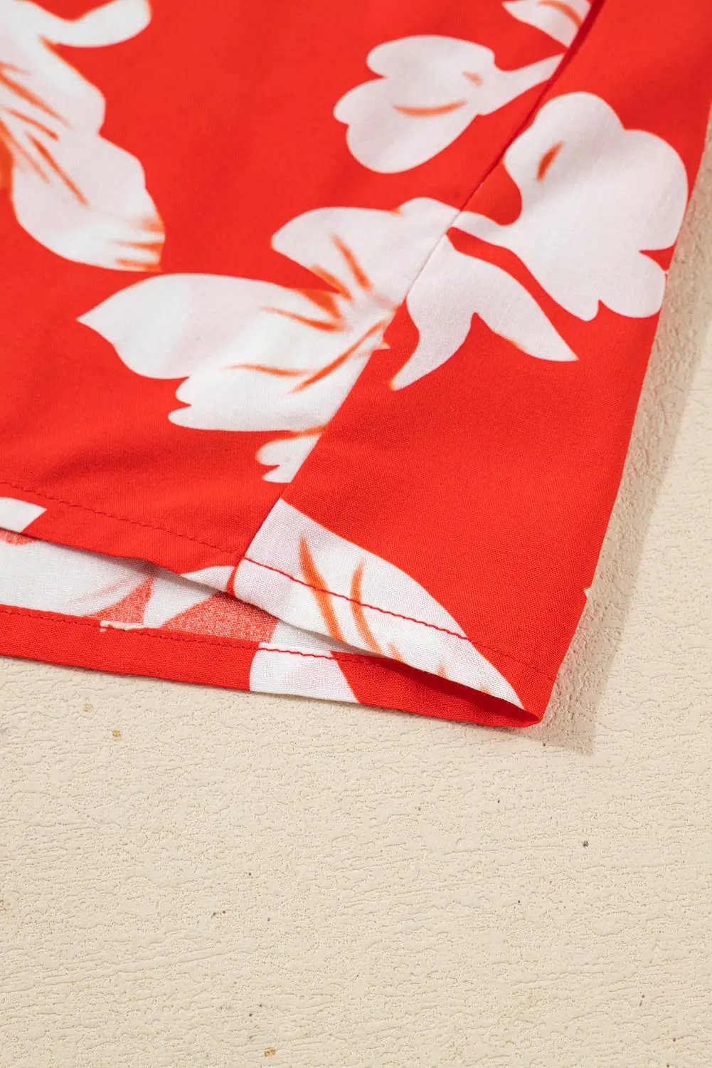 Premium Red Plus Size Floral Print Loose Button Up Shirt For Women Dear-Lover Dropshipping