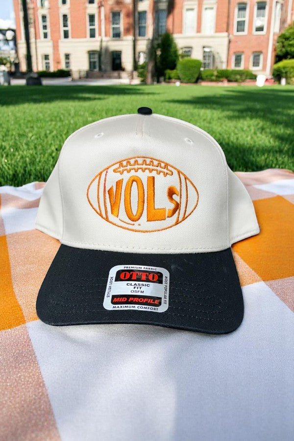 Tennessee Vols Football Embroidered Hat White Crown Black Brim Nash Grey Wholesale