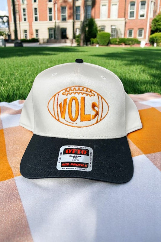 Tennessee Vols Football Embroidered Hat White Crown Black Brim Nash Grey Wholesale