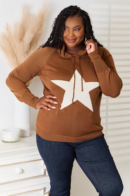 Heimish Full Size Star Graphic Hooded Sweater.