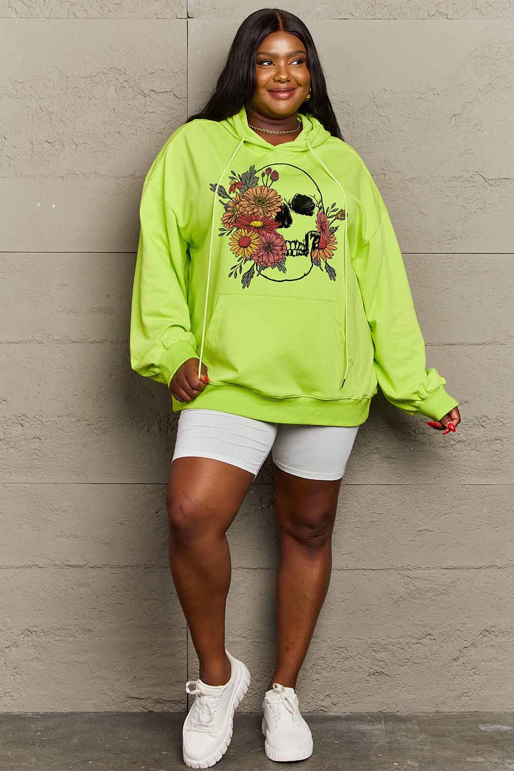 Floral skull graphic hoodie for effortless style and comfort