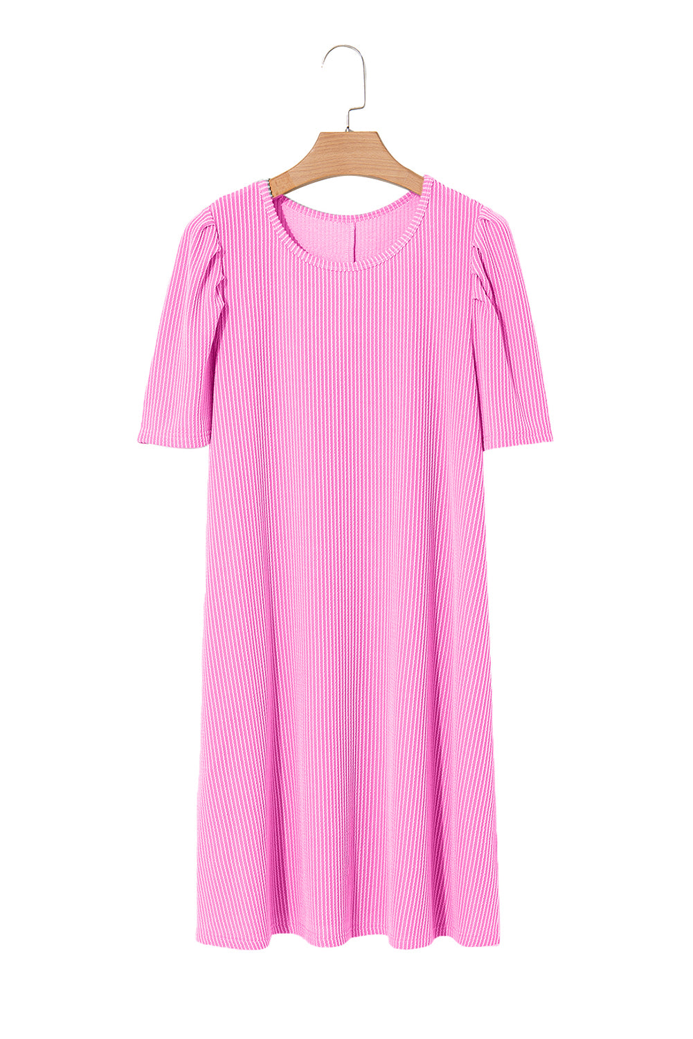 Blossom Corded Crew Neck Puff Sleeve Mini Dress Divine Design4U