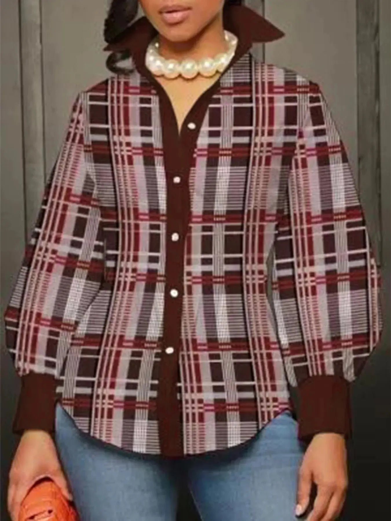 Plus Size Plaid Button-Down Shirt Simply Love