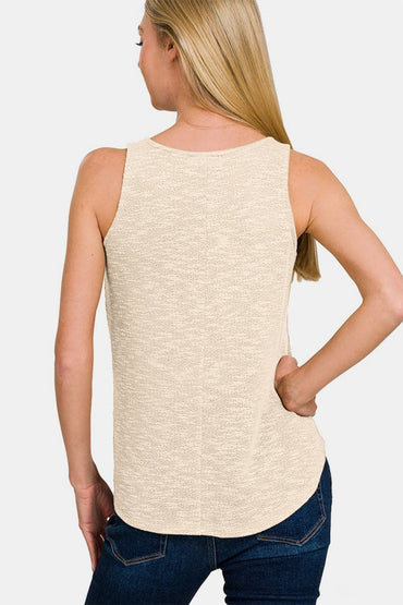 Zenana V-Neck Curved Hem Tank.