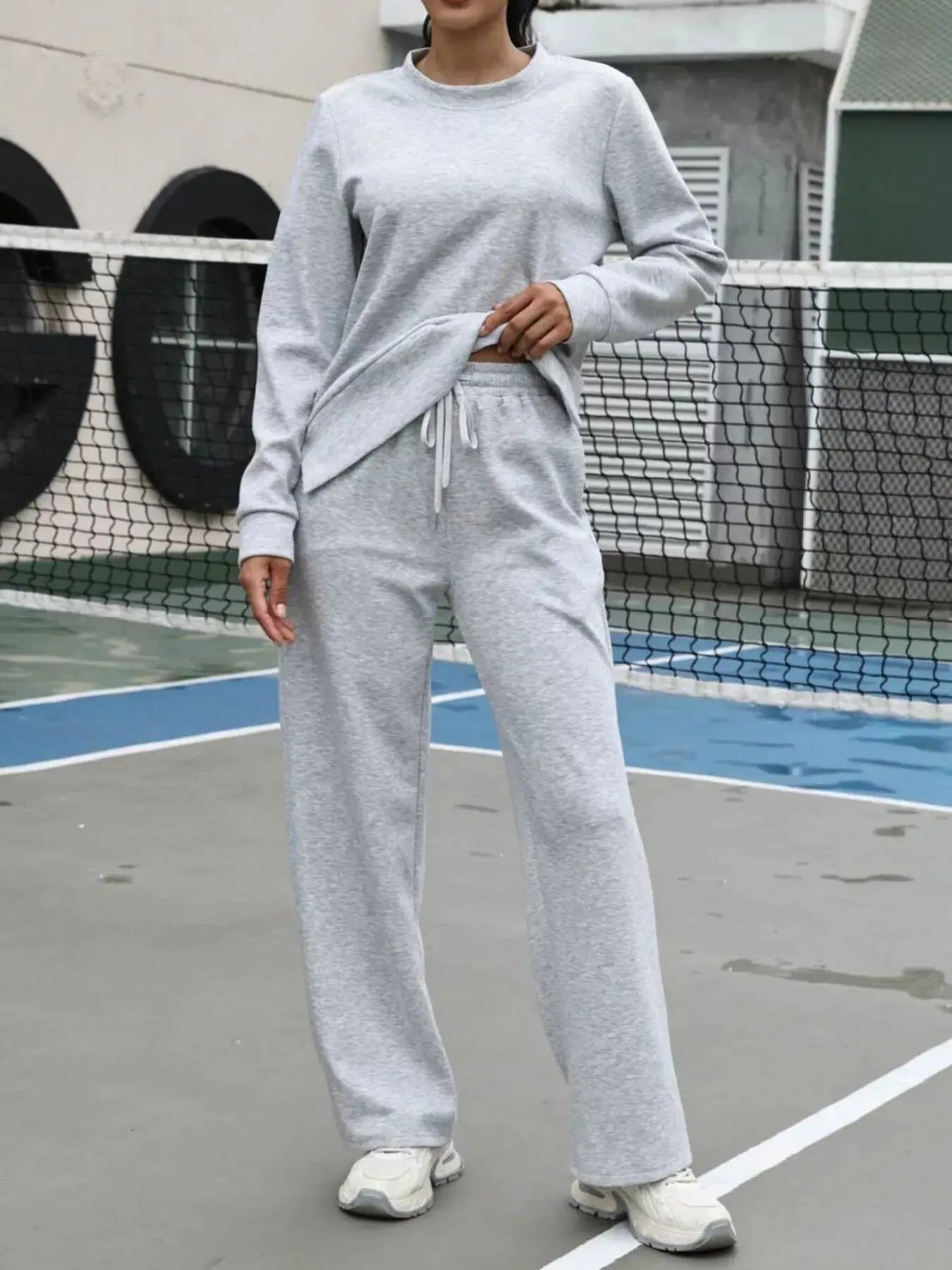 Round Neck Sweatshirt and Pants Set Simply Love