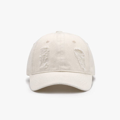 Vintage-inspired distressed cotton baseball cap