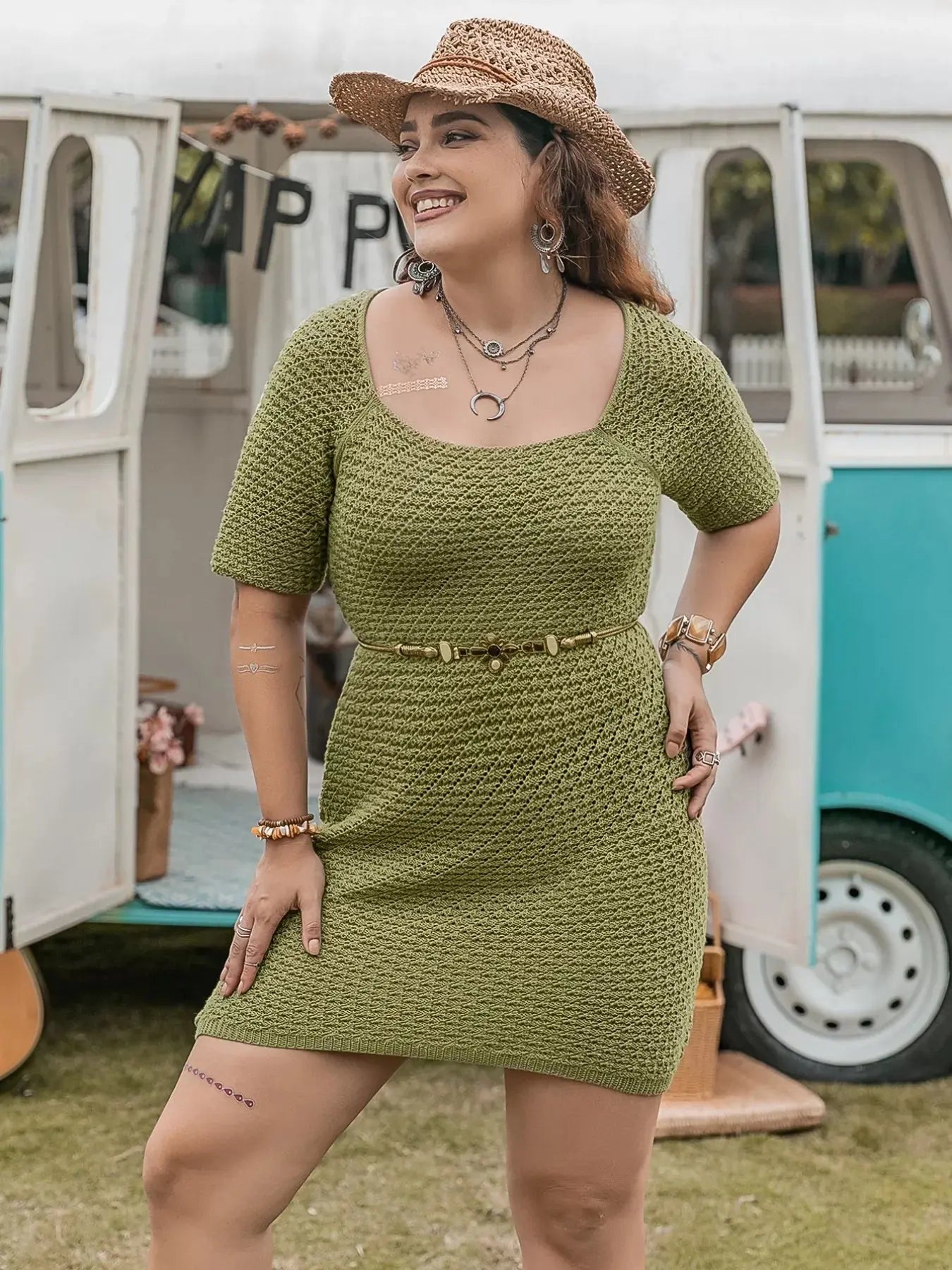 Plus Size Textured Knit Mini Dress Simply Love