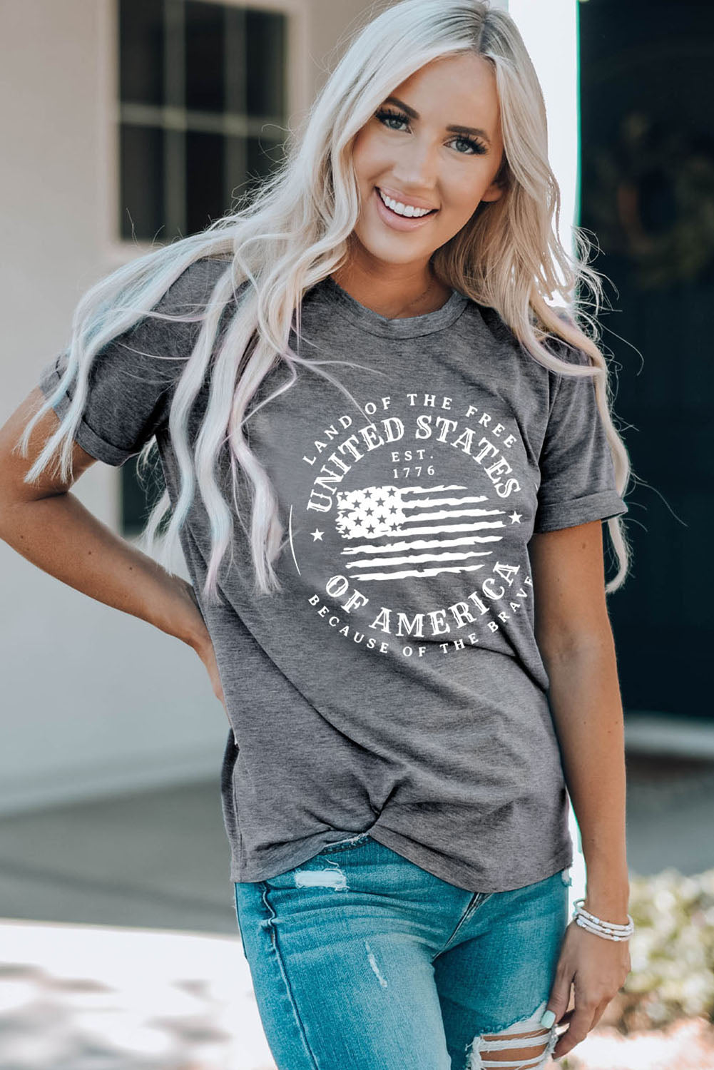 US Flag Graphic Short Sleeve Tee Simply Love
