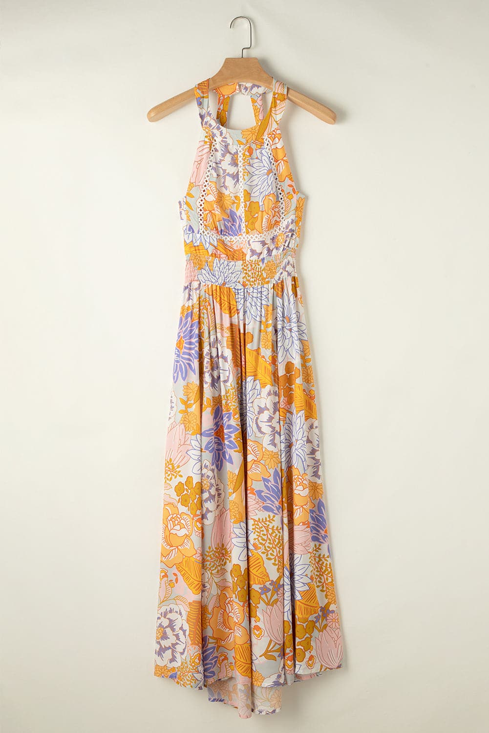 Tied Printed Grecian Sleeveless Maxi Dress.