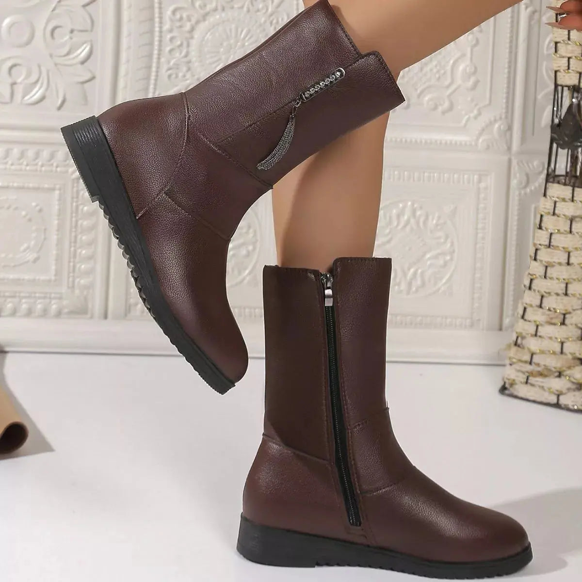 Round Toe Side Zip Boots Simply Love
