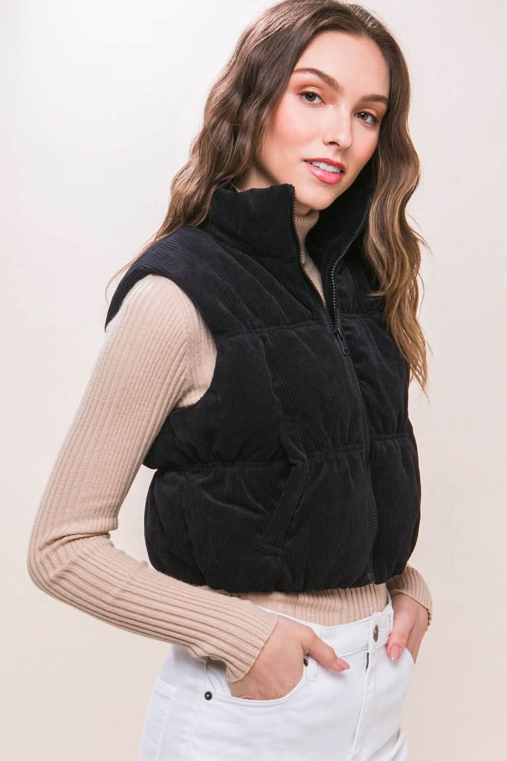 Love Tree Corduroy Puffer Vest