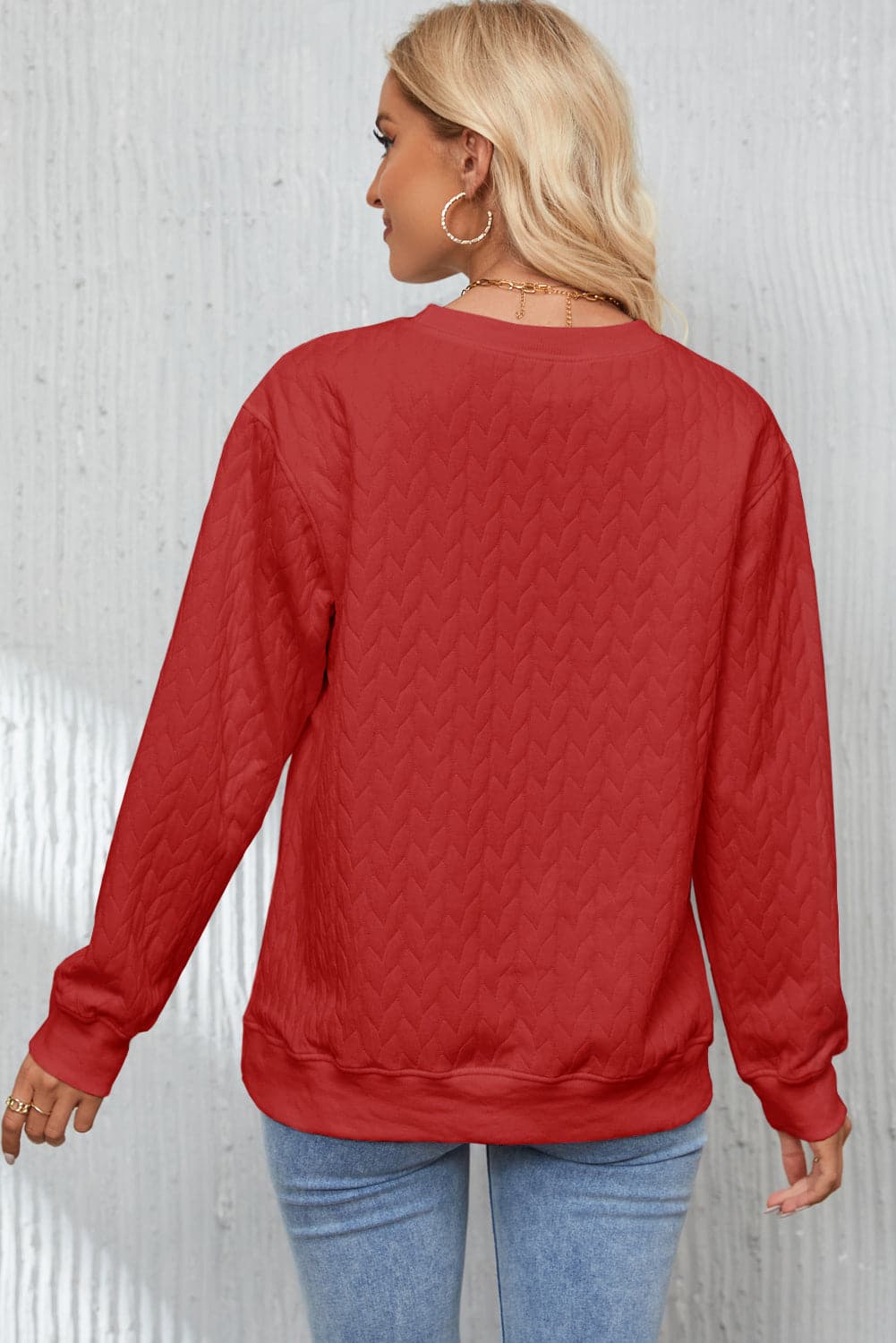 XOXO Heart Round Neck Dropped Shoulder Sweatshirt.