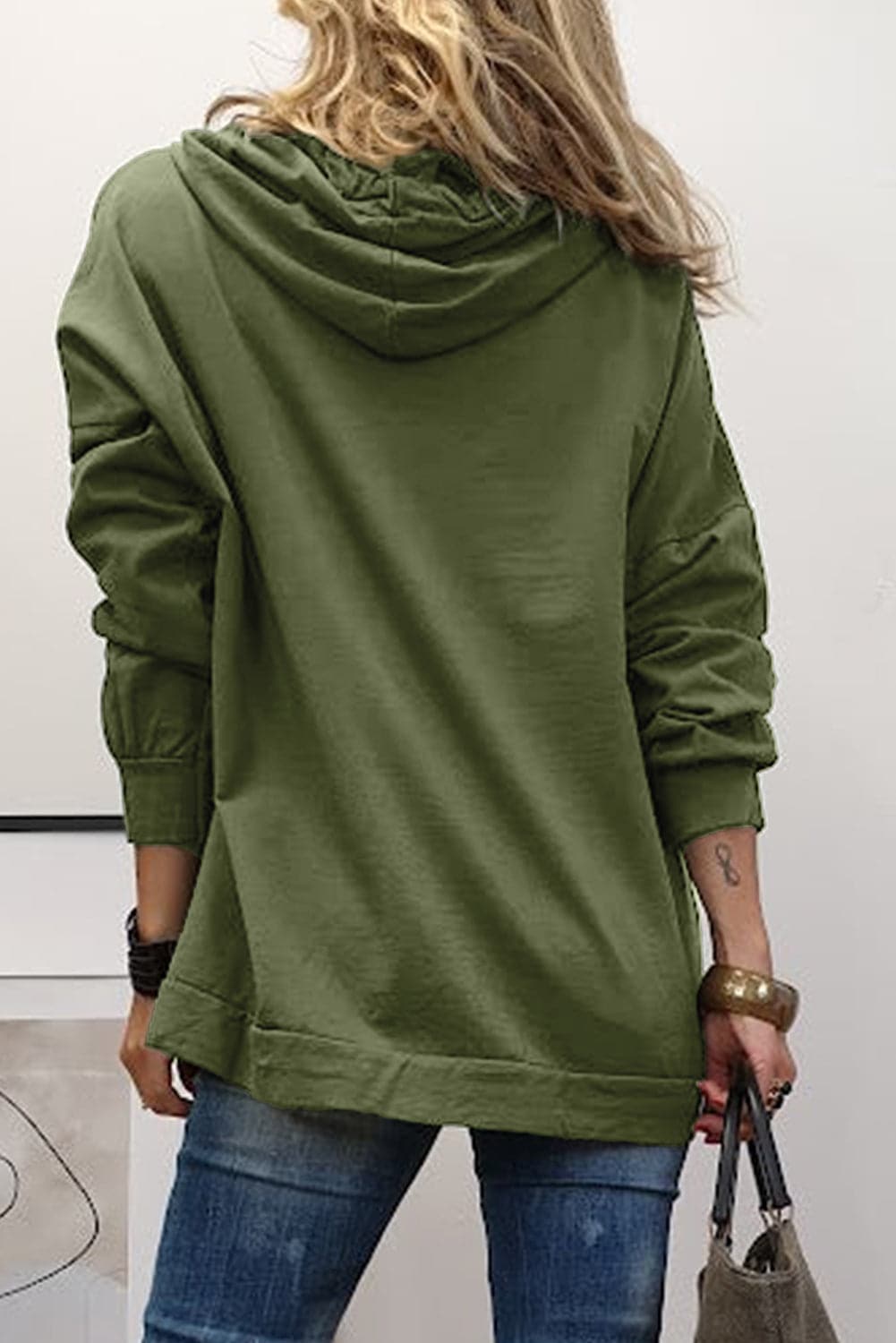 LOVE Drawstring Dropped Shoulder Hoodie.