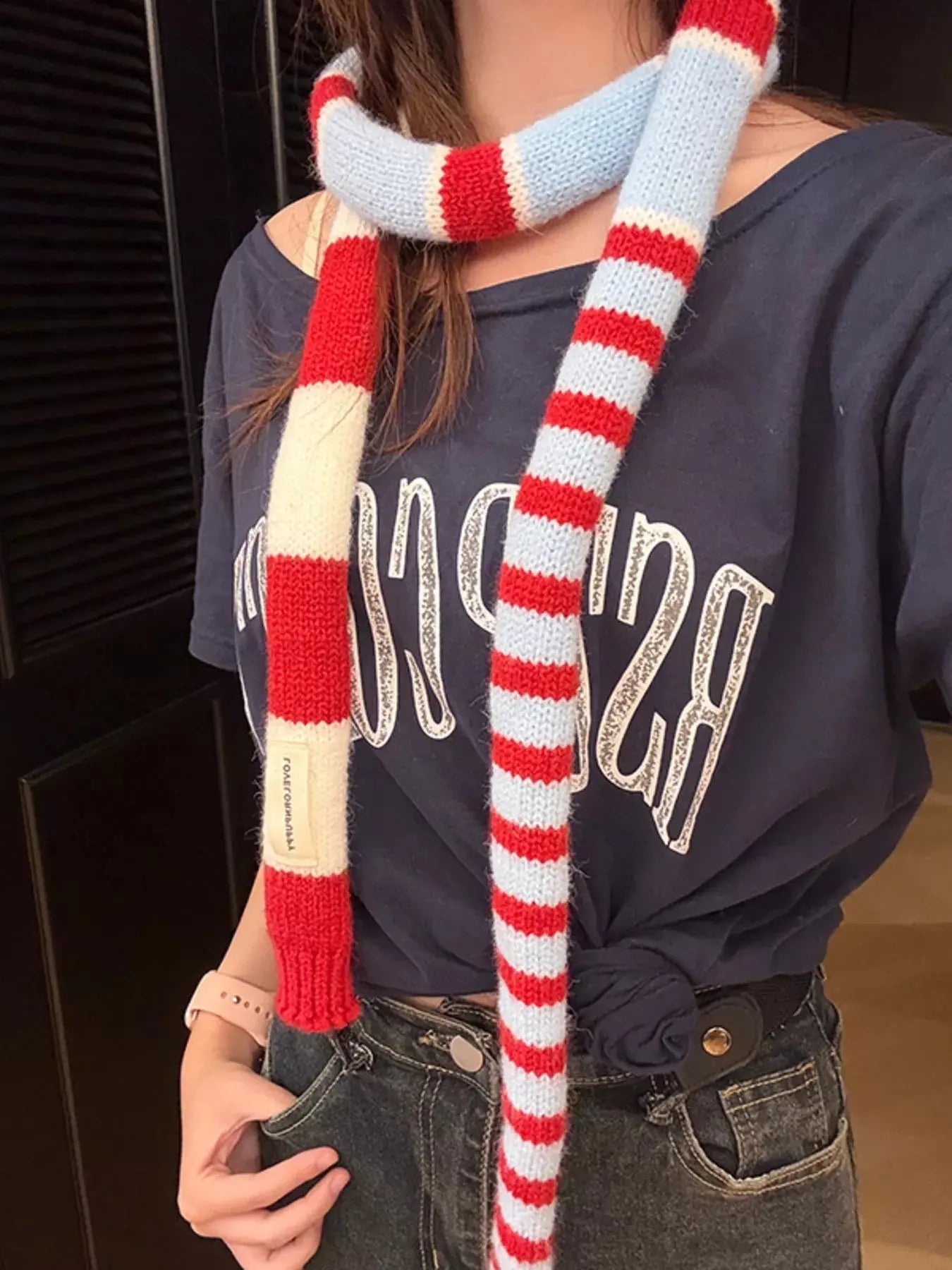 Striped Knitted Warm Scarf Simply Love