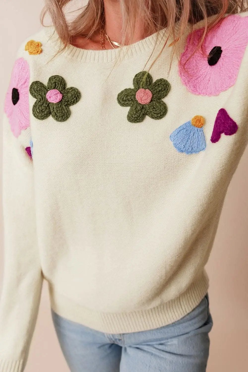 Chic floral crochet sweater - Love Salve 