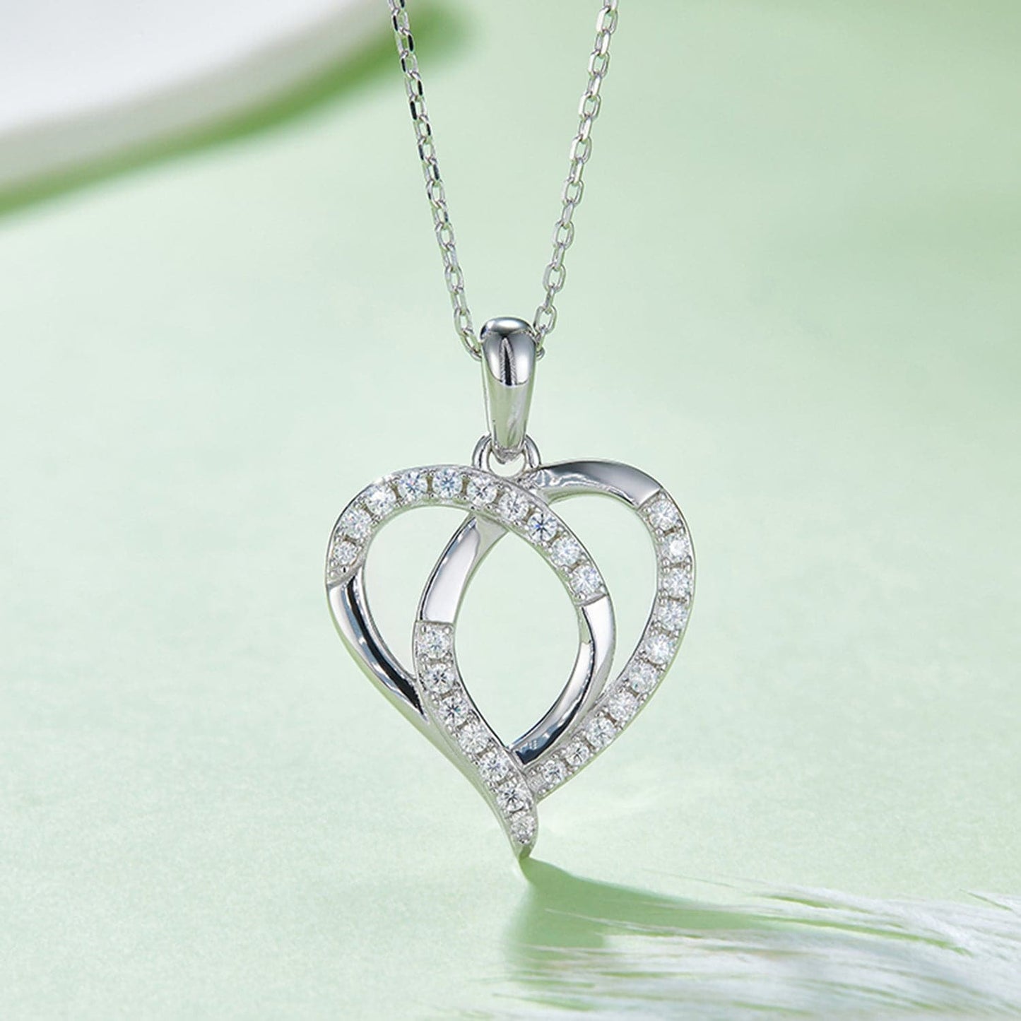 Moissanite 925 Sterling Silver Heart Shape Necklace.