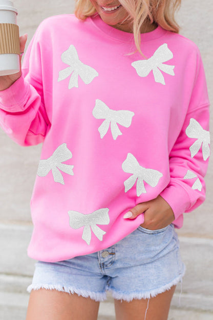 Sparkling bowknot pullover sweatshirt