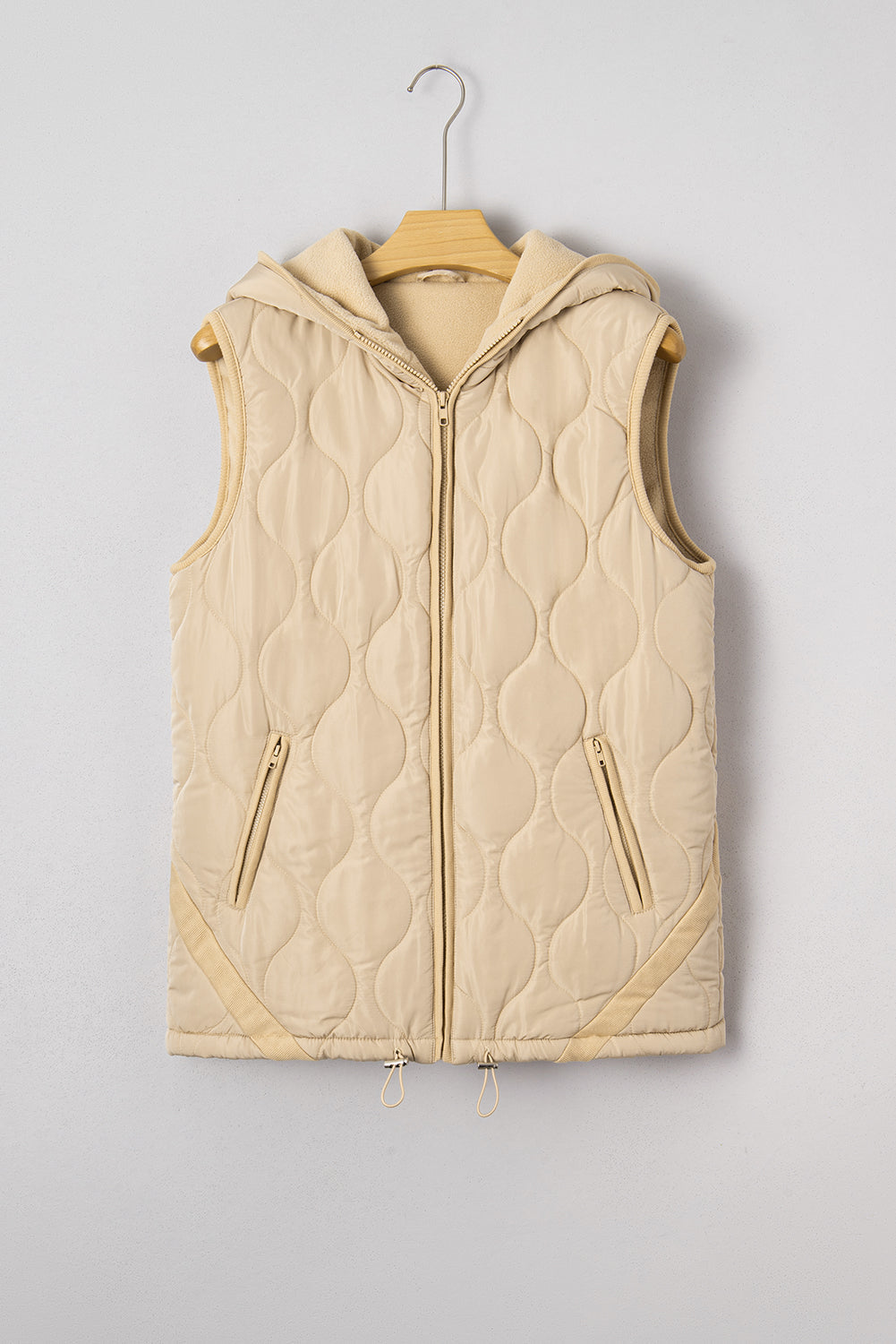 Pale Khaki Quilted Padded Casual Winter Jacket Vest With Fleece Lining For Cold Weather Comfort Dear-Lover Dropshipping