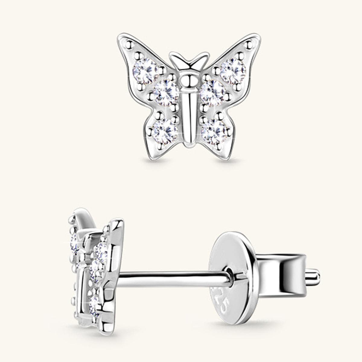 Moissanite 925 Sterling Silver Butterfly Stud Earrings.