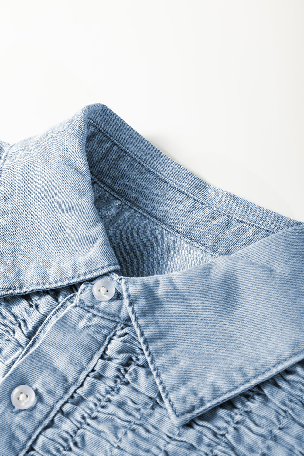 Beau Blue Flutter Sleeve Shirred Button Up Denim Mini Dress Divine Design4U