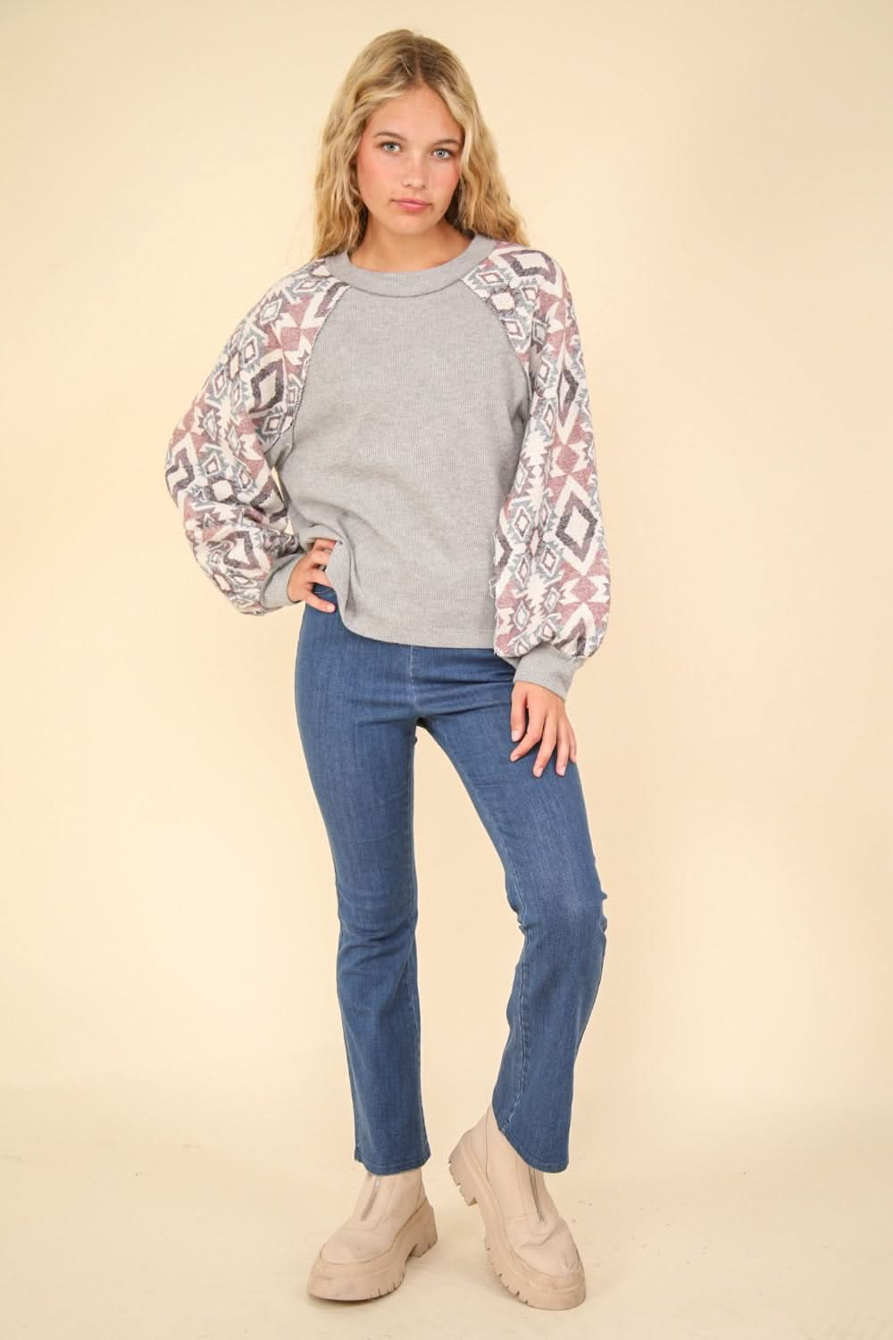 Very J printed knit top - long sleeve