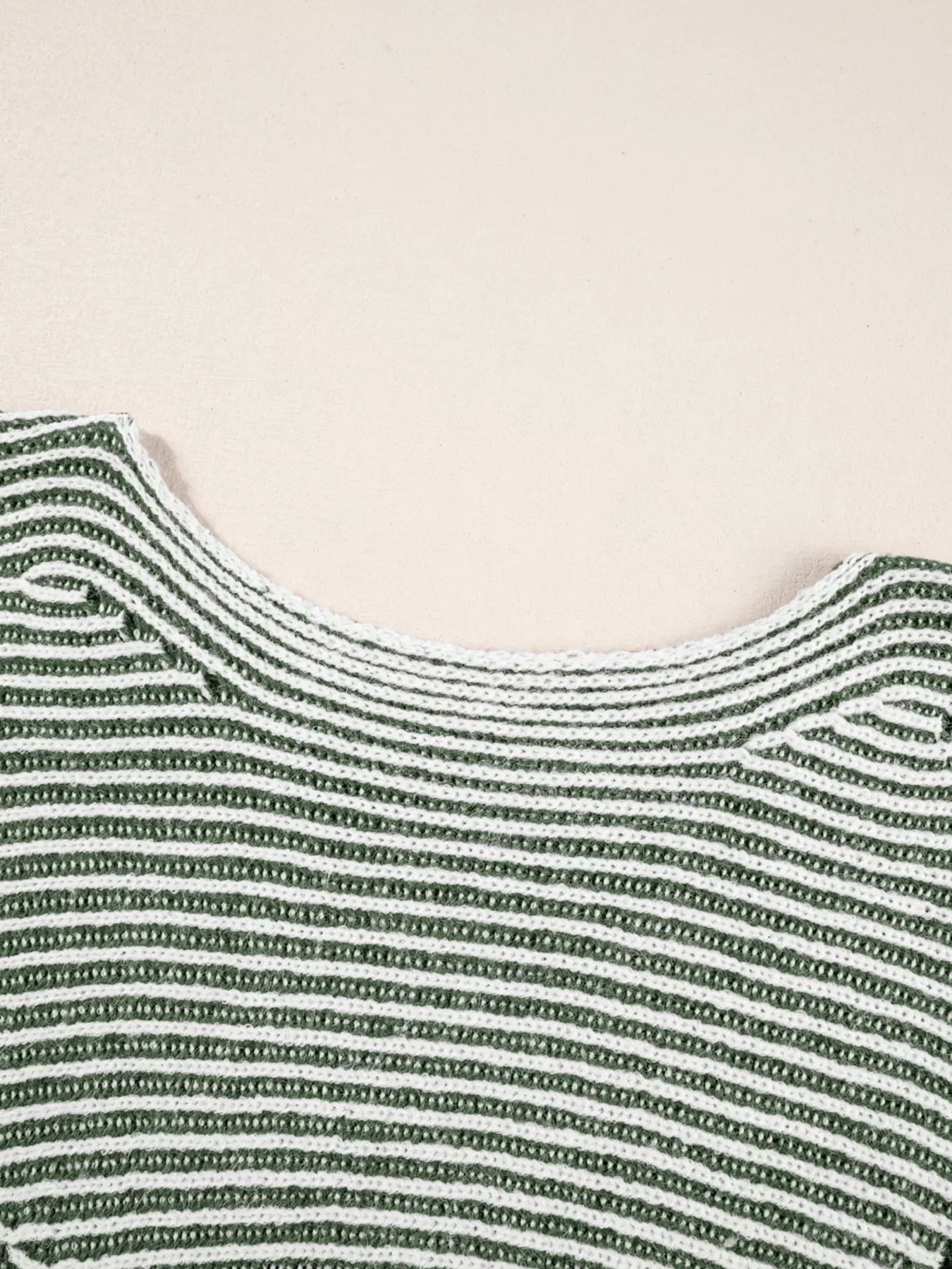 Striped Ribbed Knit Boat Neck Baggy Sweater Simply Love