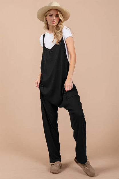 Double Take: Wide Leg V-Neck Overalls