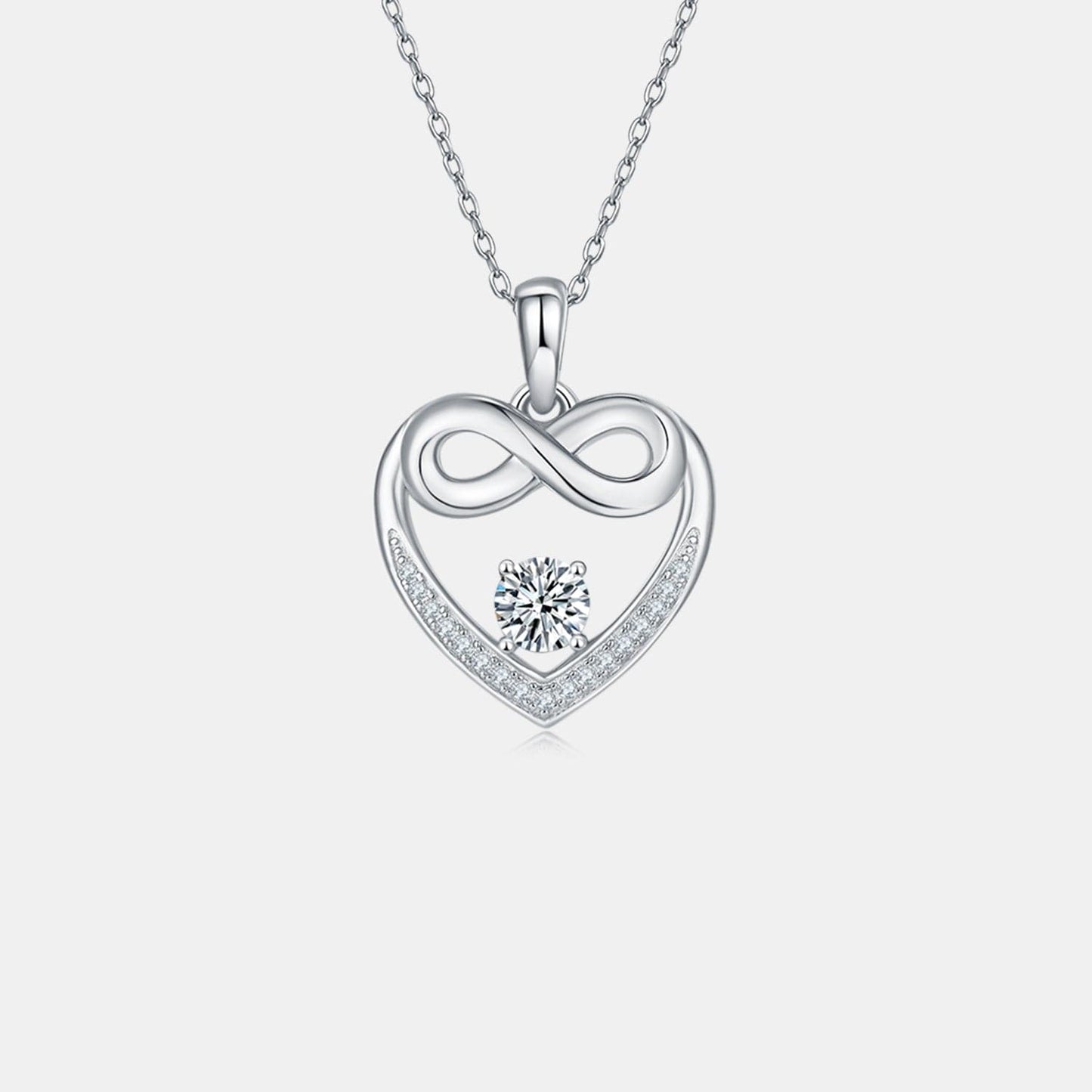 Moissanite 925 Sterling Silver Heart Necklace.