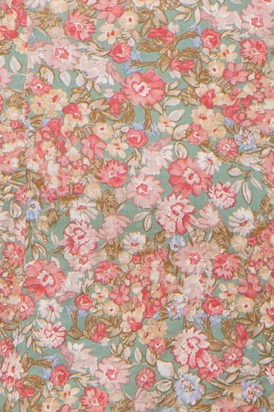 Light Olive Floral Maternity Plus Size Dress With Bubble Sleeves PinkBlush