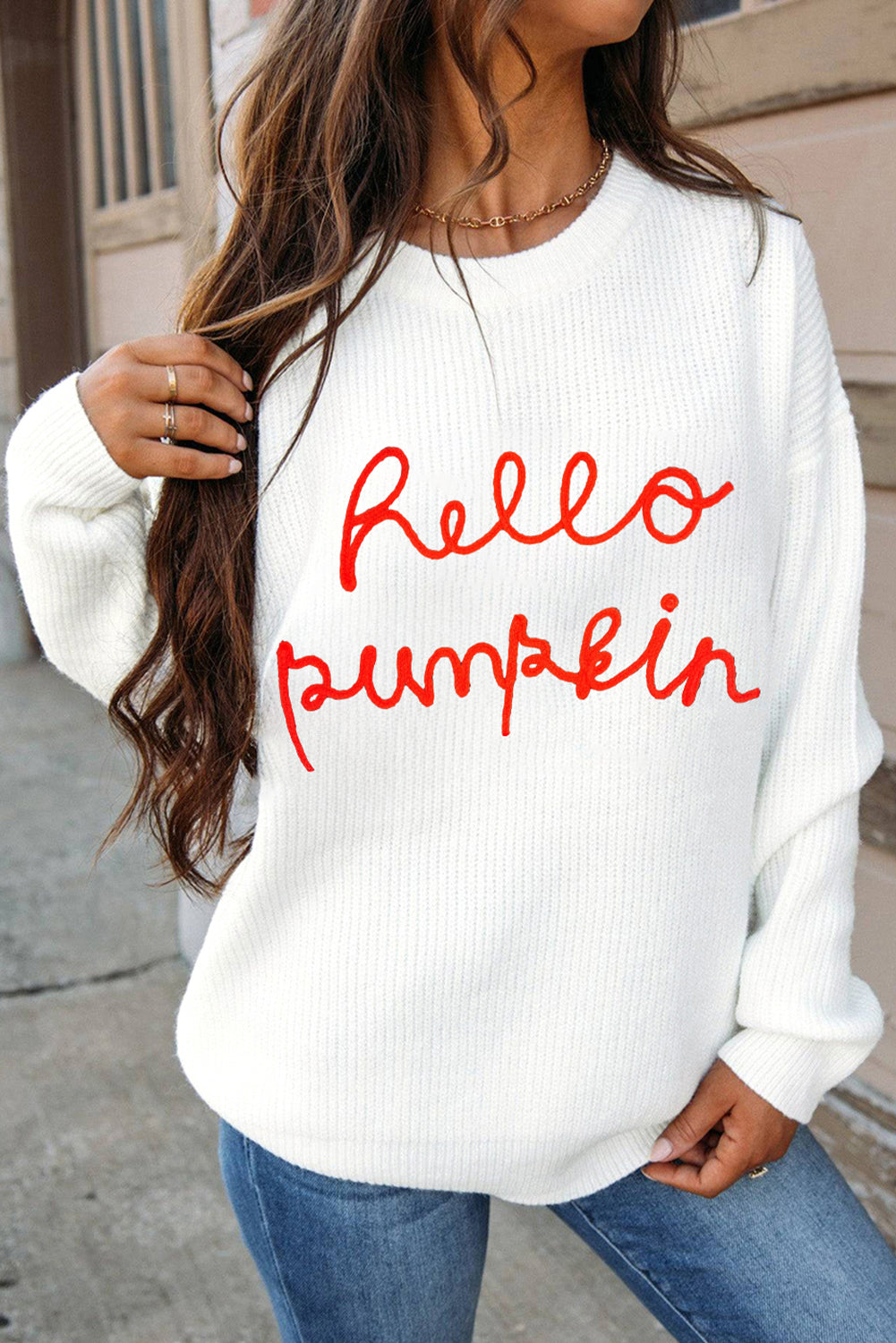 Cozy white pumpkin sweater