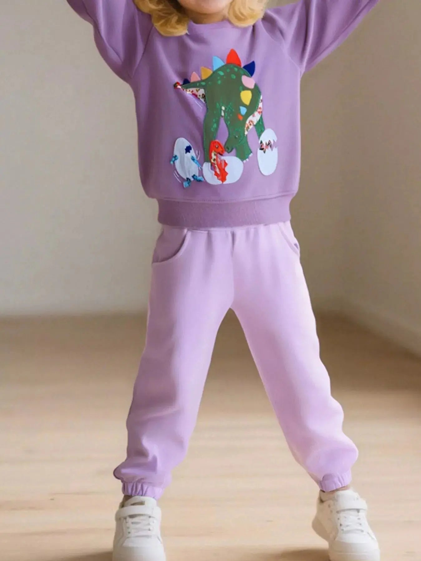 Children's Dinosaur Graphic Round Neck Sweatshirt Simply Love