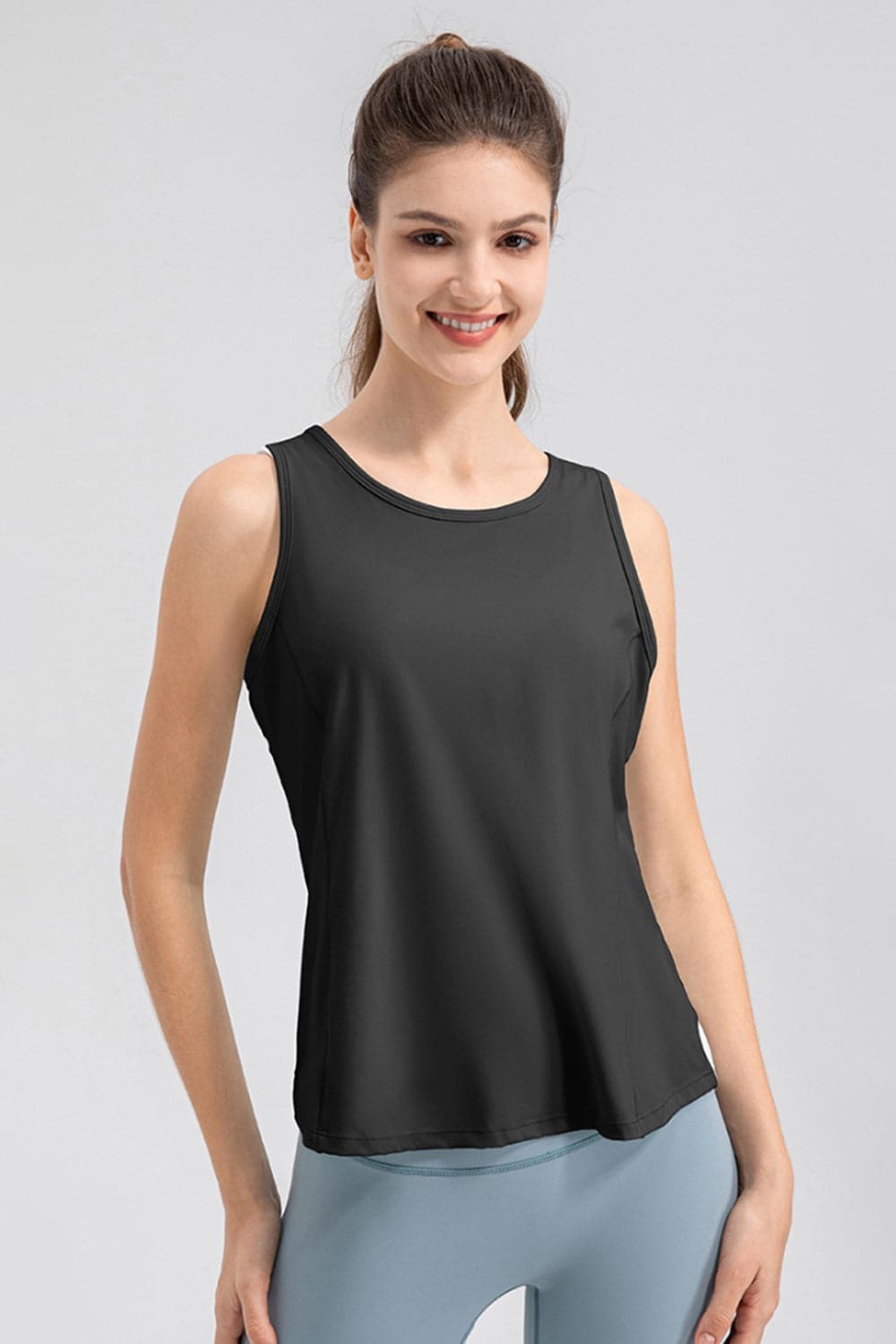 Wide Strap Round Neck Active Tank.