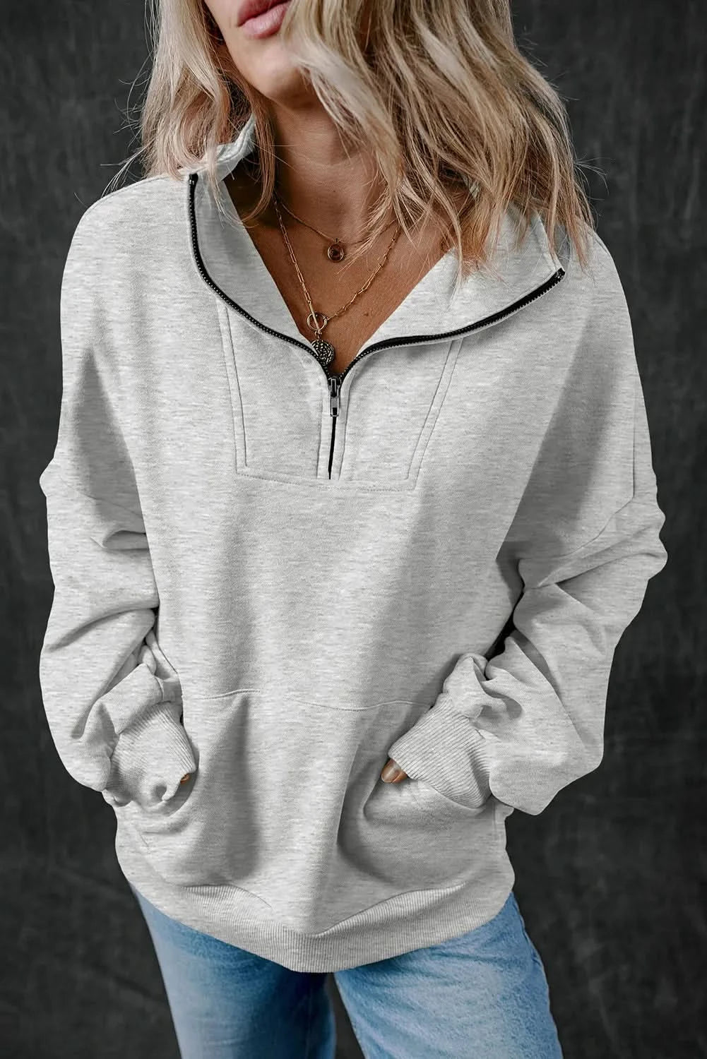 Half Zip Long Sleeve Sweatshirt