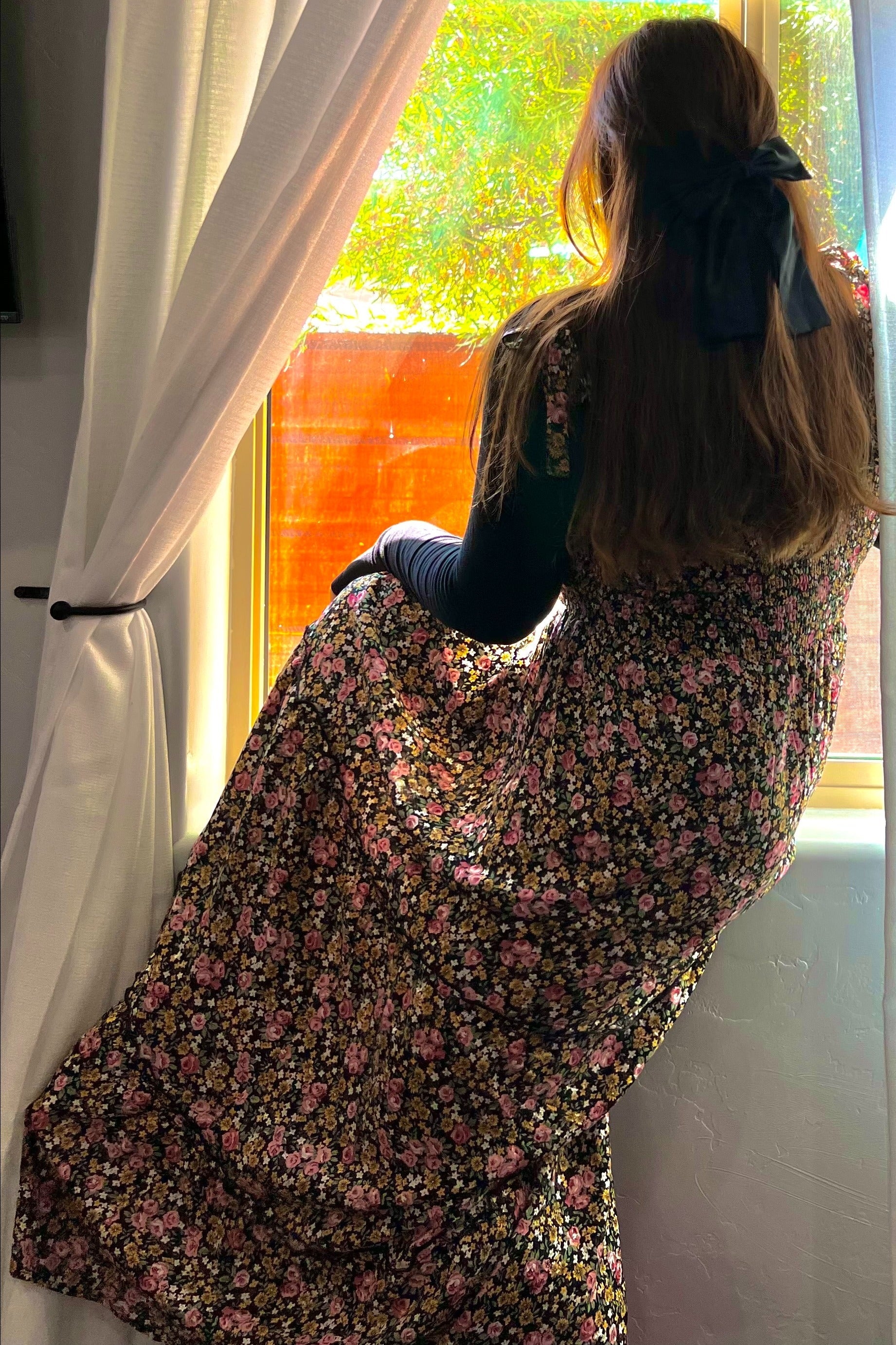 PinkBlush Black Multi-Color Floral Sleeveless Tiered Maxi Dress - Side View