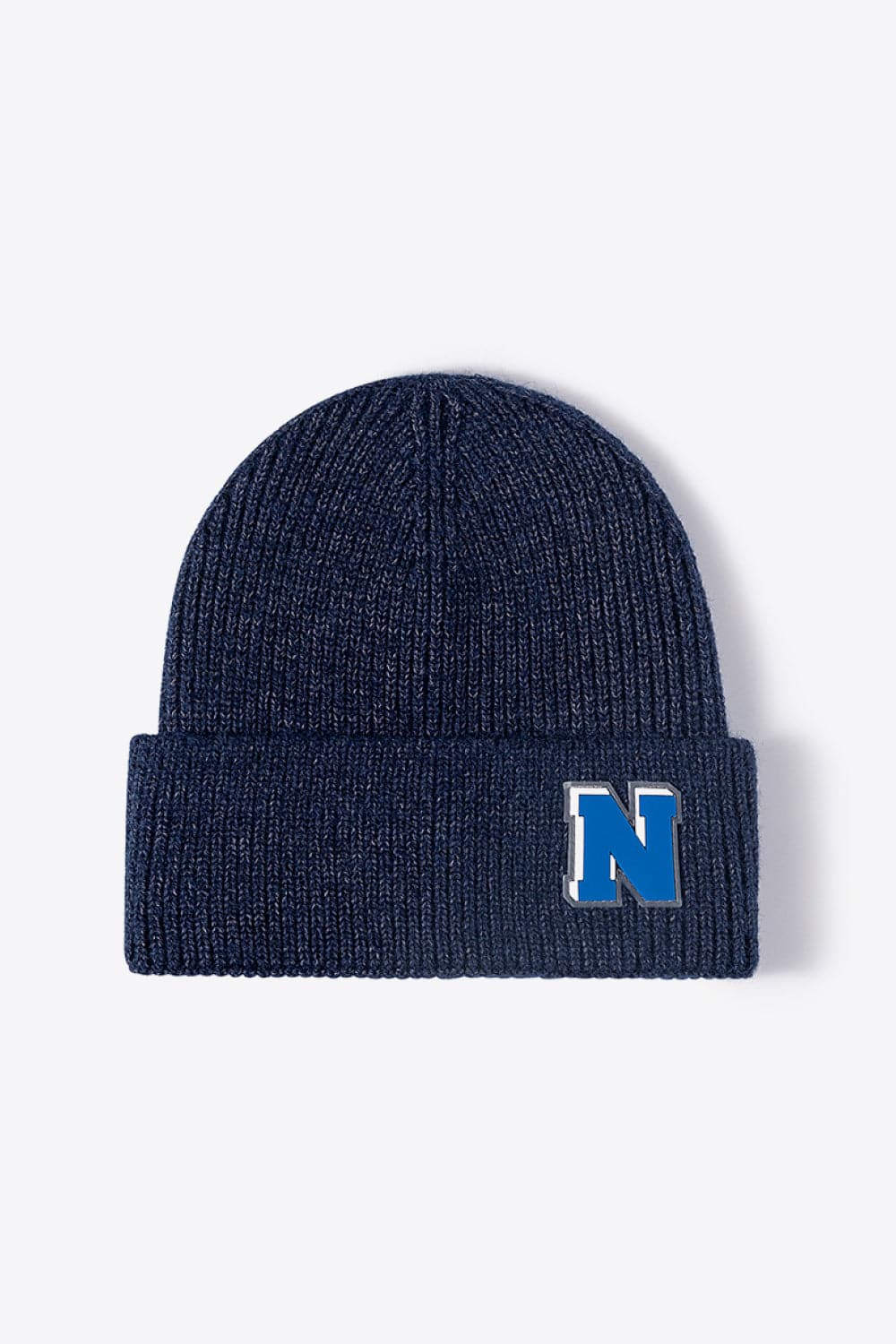 Letter N Patch Cuffed Knit Beanie.