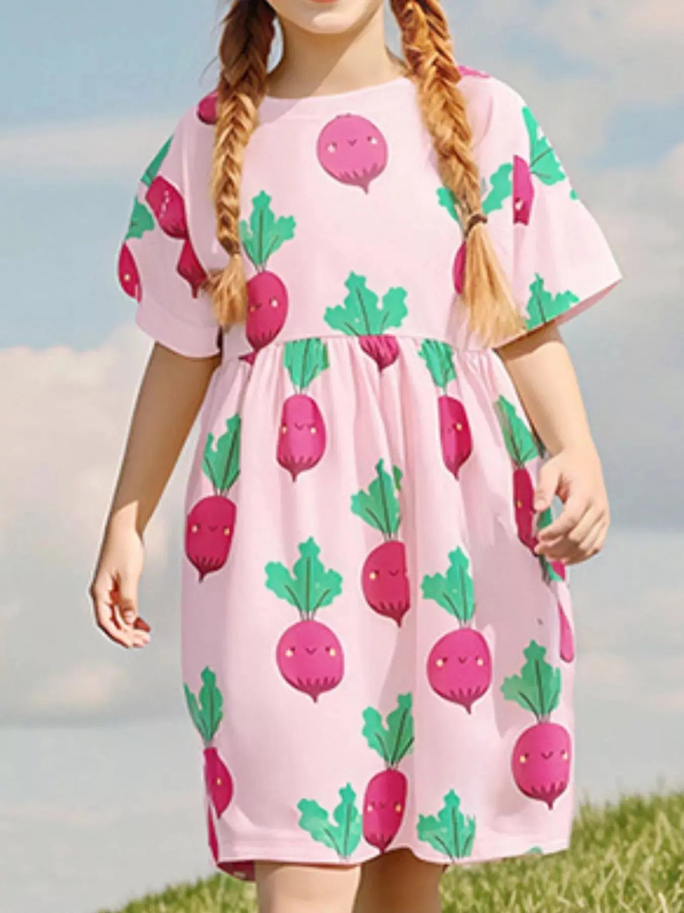 Children's Radish Print Casual Dress Simply Love