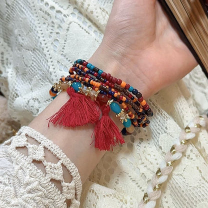 Chic tassel and rice bead bracelet